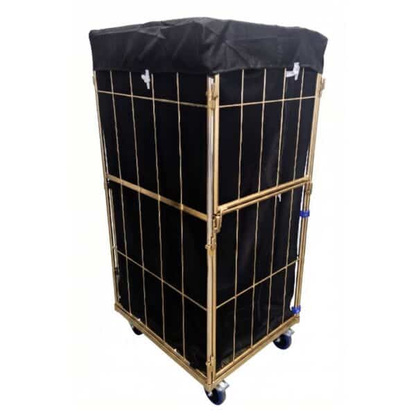 Prádelní vozík s uzavřeným černým potahem o rozměrech 685x810x1850 mm – RTP Radom.
